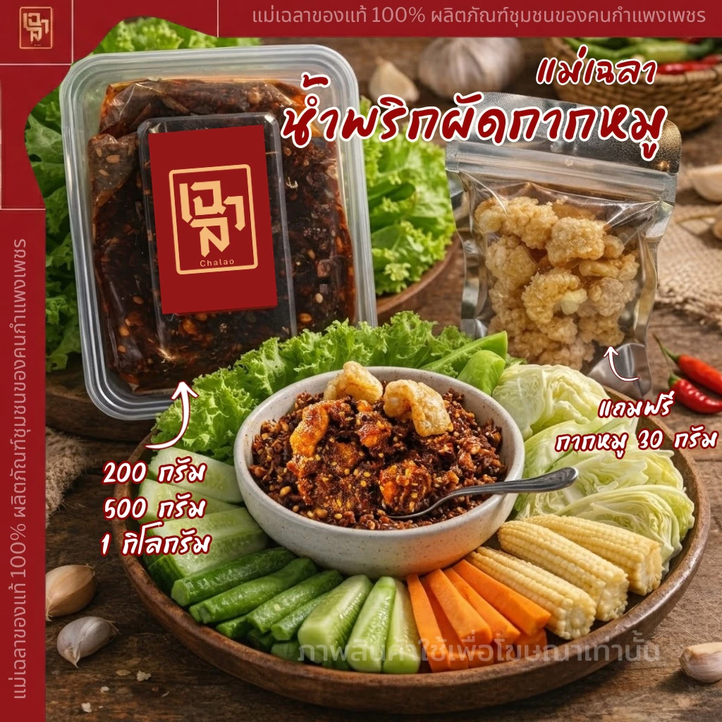 น้ำพริกผัดกากหมู 500 กรัม [แถมฟรีกากหมู]
