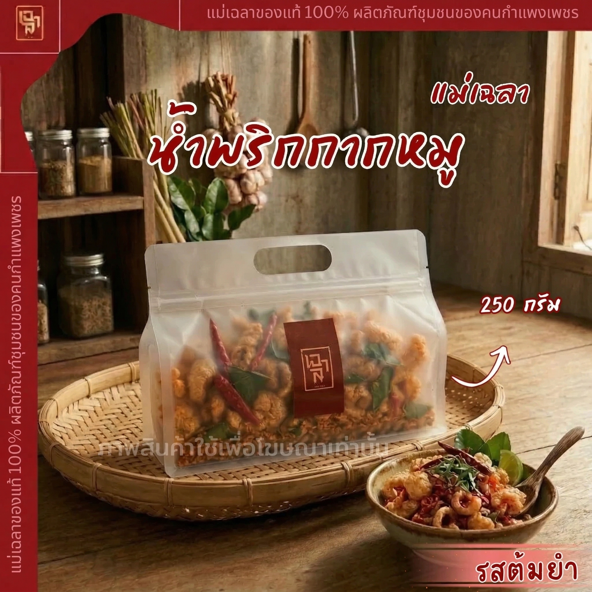 น้ำพริกกากหมู 250 กรัม [รสต้มยำ]