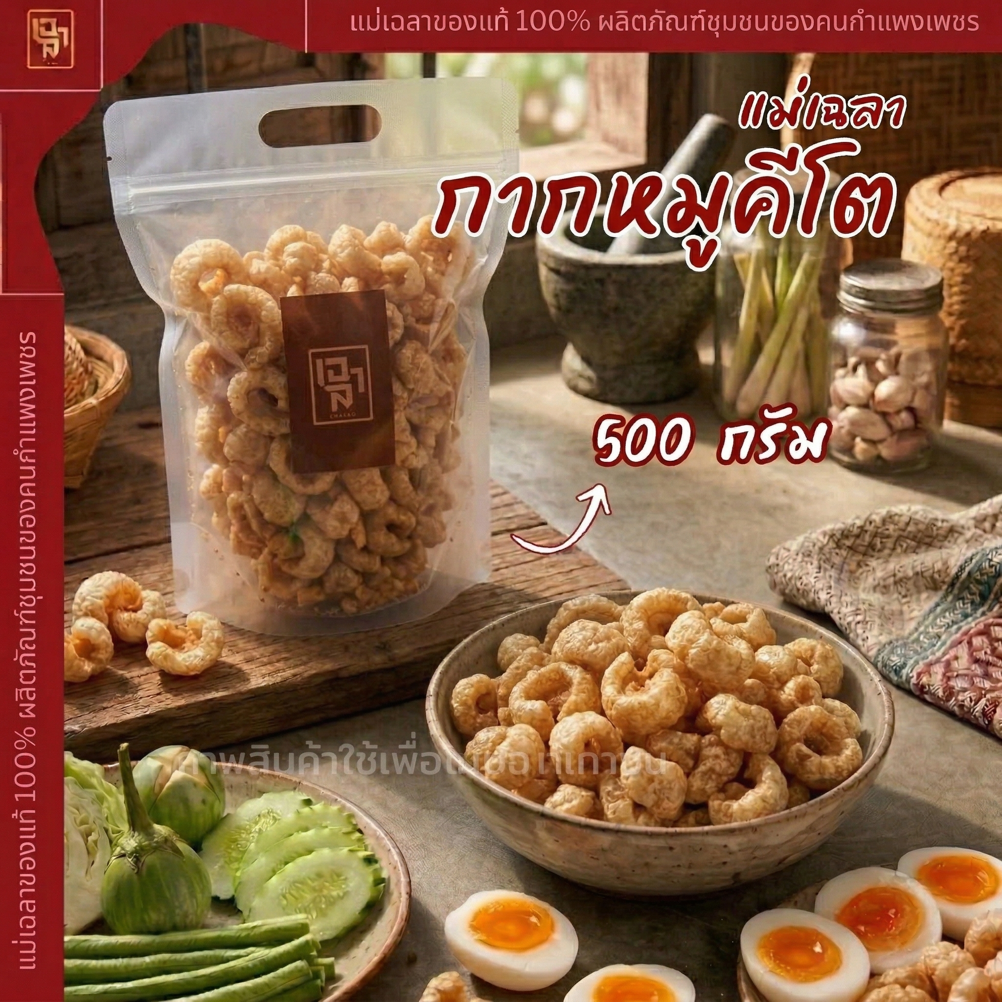 กากหมูคีโต 500 กรัม